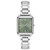 Ladies Essentials Square Silver-Tone Stainless Steel Watch Olive Green Dial
