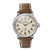 Mens' Runwell Dark Nut Brown Leather Strap Watch, Cream Dial