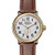 Mens' Runwell Brown Leather Strap Watch, White Dial