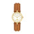 Ladies' Kira Gold & Brown Leather Strap Watch, White Dial