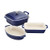 4pc Ceramic Mixed Baking Dish Set Dark Blue