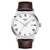 Men's Classic Dream Gray & Brown Leather Strap Watch, White Dial