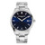 Men's Classic Quartz Silver-Tone Stainless Steel Watch, Navy Dial