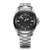 Mens Journey 1884 Silver-Tone Stainless Steel Watch Black Dial