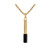 Icon Pendant Gold-Tone Stainless Steel & Black Spinel Amulet Necklace 24"-26"