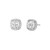 Precious Metal Sterling Silver Pave Square Stud Earrings