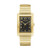 Mens Dress Gold-Tone Stainless Steel Rectangle Dial Black Dial