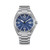 Mens Sport Casual Silver-Tone Stainless Steel Watch Blue Dial