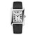 Ladies Classic CARREE Small Seconds Black Leather Strap Watch Silver Dial