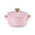8oz Stoneware Mini Round Cocotte w/ Rose Gold Heart Knob Chiffon Pink