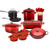 20pc Mixed Material Kitchen Set Cerise
