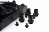 CSF Universal Half Radiator w/-16AN & Slip-On Fittings/12in SPAL Fan & Shroud - Black Finish - 2858XB