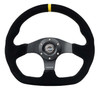 NRG Reinforced Steering Wheel (320mm) Sport Suede Flat Bottom w/ Yellow Center Mark - RST-024MB-S-Y Photo - Primary