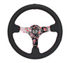 NRG Reinforced Steering Wheel (350mm/3in.) Hydro Dipped Sakura Floral w/ Pink Suede Black Stitch - RST-036SAK-R Photo - Primary