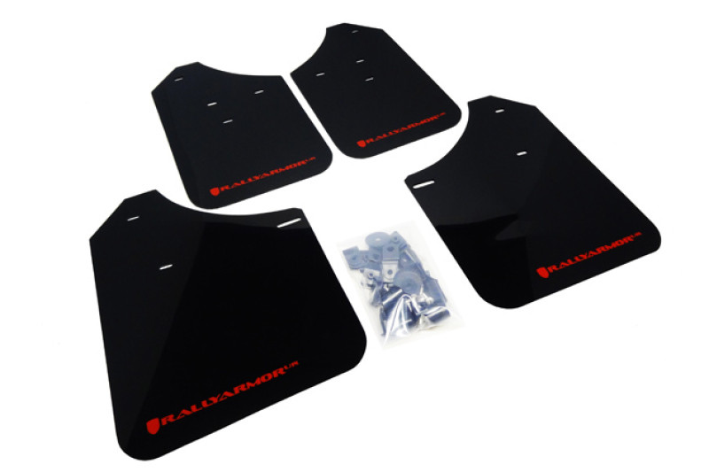 Rally Armor 02-07 Subaru WRX/STI/RS/2.5i (Wagons Req. Mod.) Black UR Mud Flap w/Red Logo - MF1-UR-BLK/RD