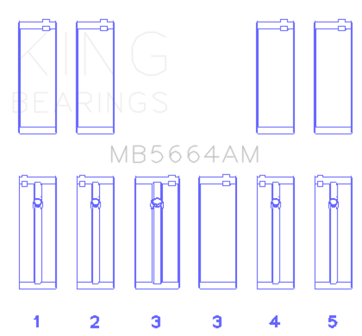 King Nissan QR25DE DOHC 16 Valves Main Bearing Set - Size STD - MB5664AM