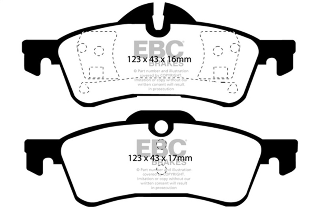 EBC 02-03 Mini Hardtop 1.6 Yellowstuff Rear Brake Pads - DP41701R