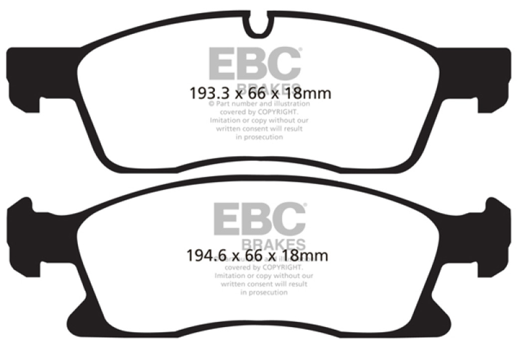 EBC 11+ Dodge Durango 3.6 Greenstuff Front Brake Pads - DP61871