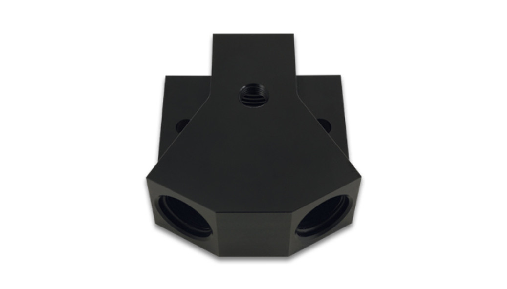 Vibrant Billet Aluminum Y-Block Fitting with 1/8in NPT Port -10AN x Dual -8AN ORB - 10894