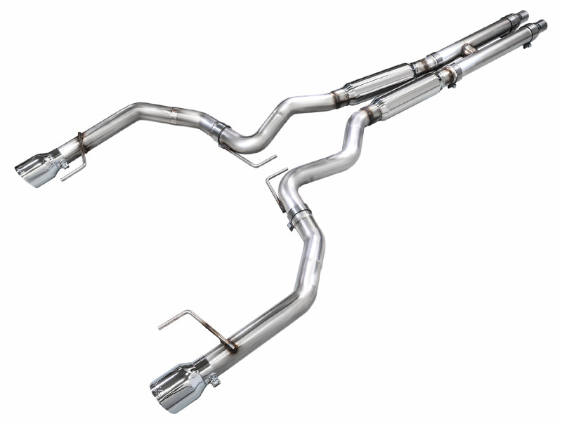 AWE 2024 Ford Mustang GT Fastback S650 RWD Track Edition Catback Exhaust w/ Dual Chrome Silver Tips - 3020-32650