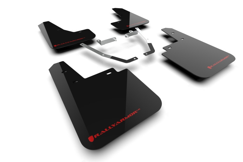 Rally Armor 24-25 Subaru Crosstrek (Wilderness Only) Black UR Mud Flap W/Red Logo - No Drilling Req - MF116-UR-BLK-RD