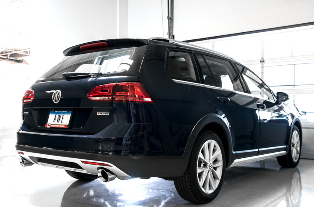 AWE Tuning VW MK7 Golf Alltrack/Sportwagen 4Motion Touring Edition Exhaust - Polished Silver Tips - 3015-32098 Photo - Mounted