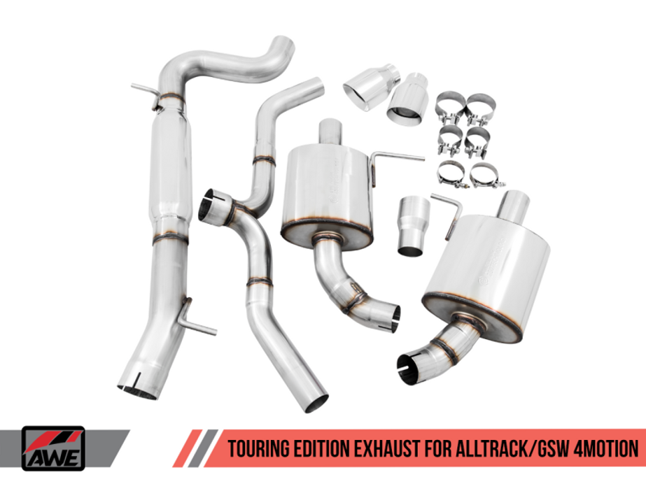 AWE Tuning VW MK7 Golf Alltrack/Sportwagen 4Motion Touring Edition Exhaust - Polished Silver Tips - 3015-32098 Photo - out of package
