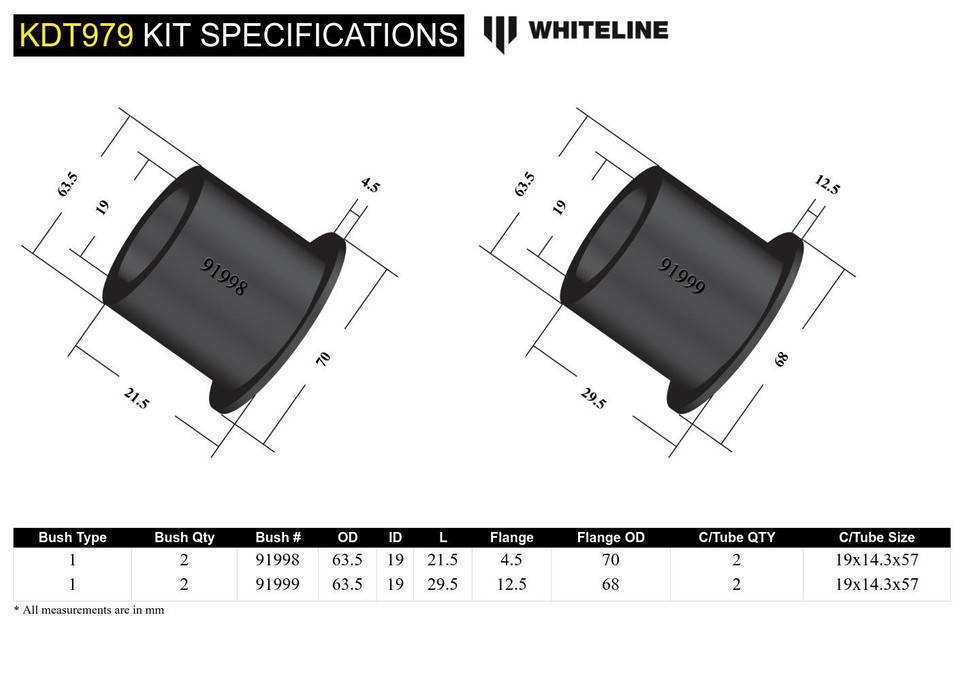 Whiteline 93-07 Subaru WRX/STI Rear Differential Mount Front Bushing Kit - KDT979