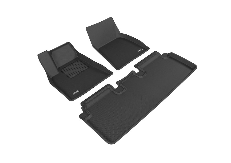 3D MAXpider 2012-2014 Tesla Model S Kagu 1st & 2nd Row Floormats - Black - L1TL00001509