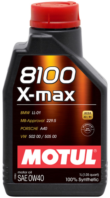 Motul 1L Synthetic Engine Oil 8100 0W40 X-MAX - Porsche A40 - 104531 Photo - Primary