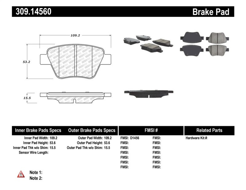 StopTech Performance Volkswagen Rear Brake Pads - 309.14560