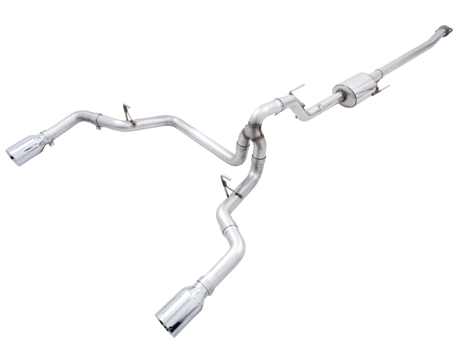 AWE 0FG 21+ Ford F150 Dual Split Rear Exhaust - 5in Chrome Silver Tips - 3015-32105 Photo - Primary