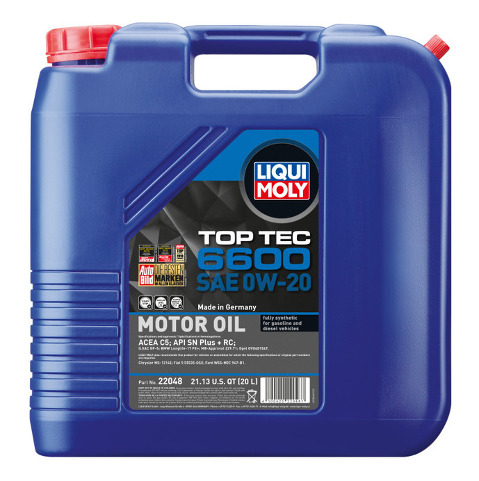 LIQUI MOLY 20L Top Tec 6600 Motor Oil 0W20 - 22048