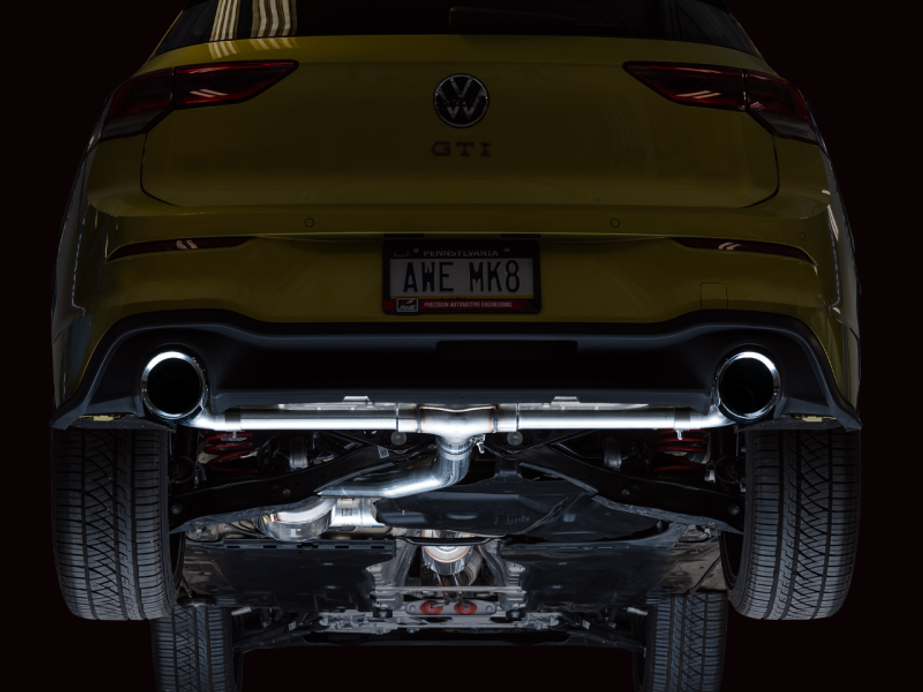 AWE 2022 VW GTI MK8 Touring Edition Exhaust - Chrome Silver Tips - 3015-32658 Photo - Mounted