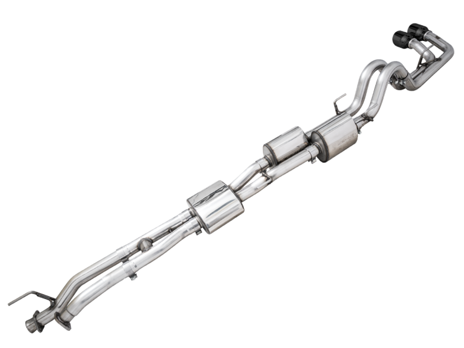 AWE 16-22 Toyota Tacoma 0FG Catback Exhaust w/ BashGuard - Dual Diamond Black Tips - 3015-33826 Photo - Primary