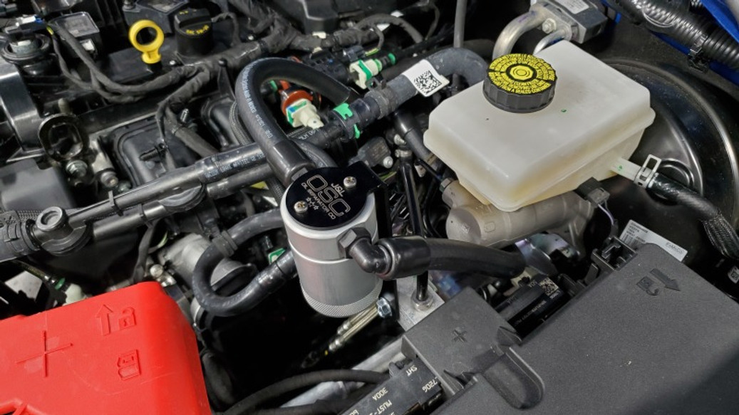 J&L 2021.5-2022 Ford Bronco 2.3L EcoBoost Oil Separator 3.0 Passenger Side - Clear Anodized - 3075P-C Photo - Mounted