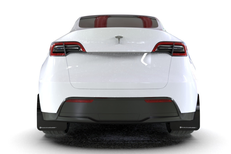 Rally Armor 20-22 Tesla Model Y Black Mud Flap - Metallic Black Logo - MF72-UR-BLK/MBK User 1