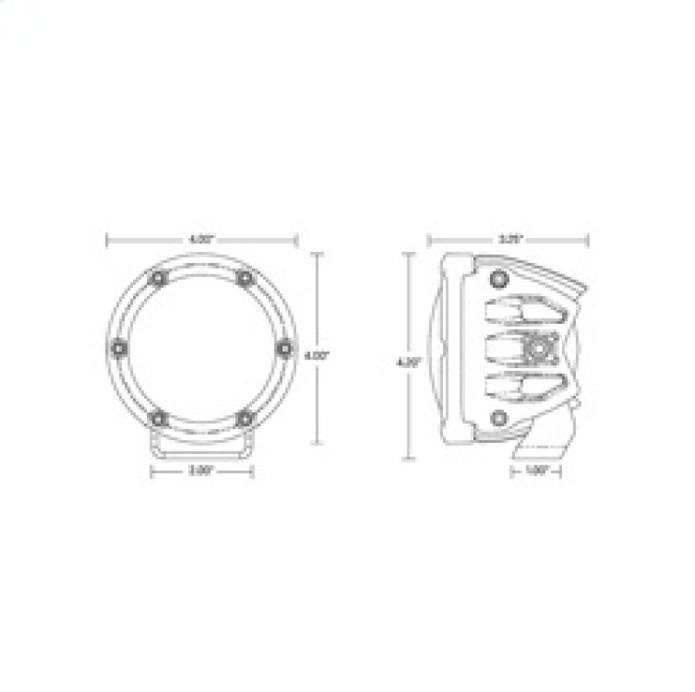 Rigid Industries 360-Series 4in SAE Fog w/ Amber PRO Lens - White (Pair) - 36123 Technical Drawing