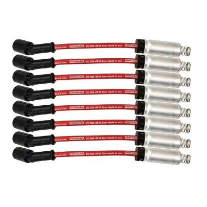 Moroso GM LS/LT 8.5mm Ultra 40 9.75in Long Wire Set w/Alum Heatshield - Red - 73740 User 1