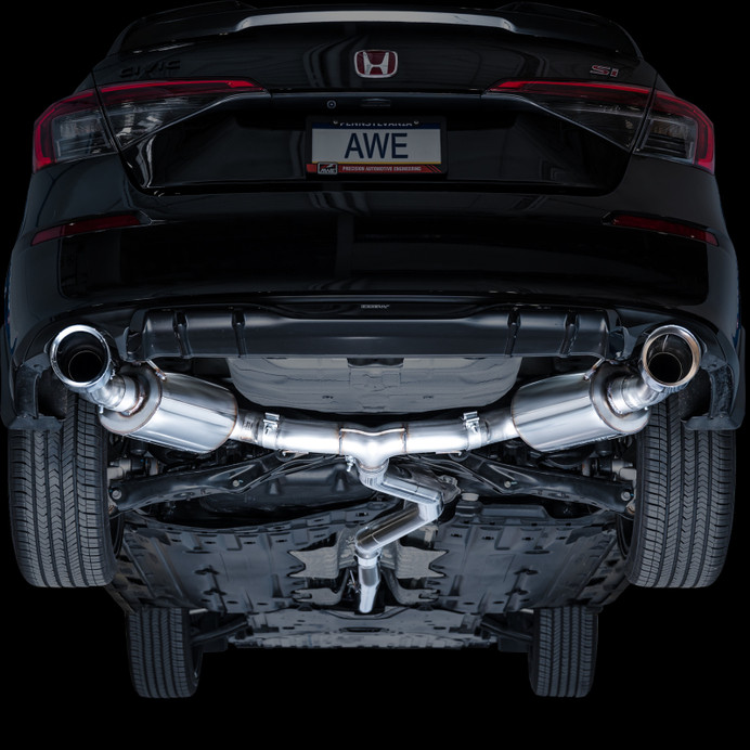 AWE Tuning 2022+ Honda Civic Si FE1 FWD Touring Edition Catback Exhaust - Dual Chrome Silver Tips - 3015-32331 Photo - Mounted