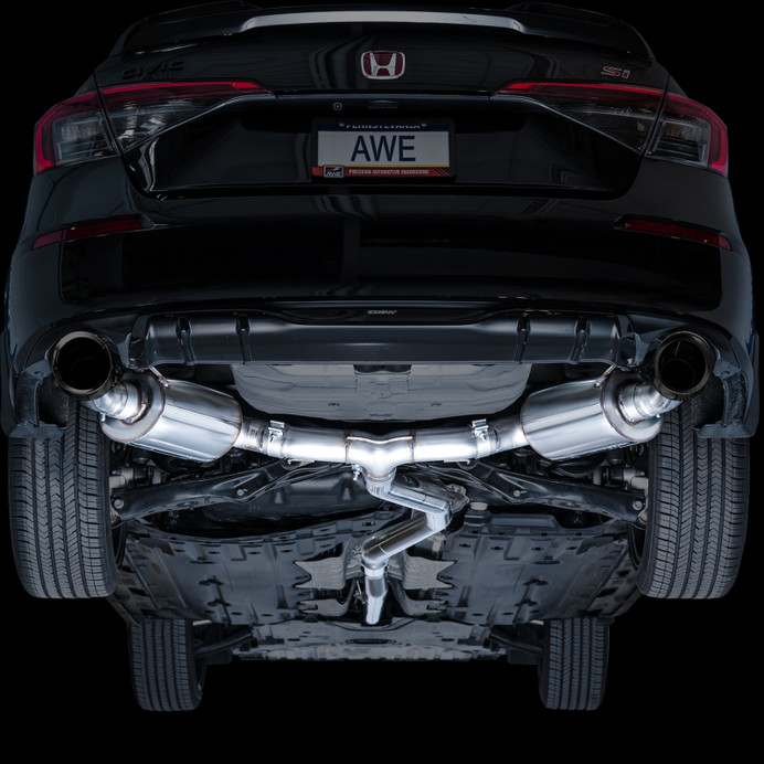 AWE Tuning 2022+ Honda Civic Si FE1 FWD Touring Edition Catback Exhaust - Dual Diamond Black Tips - 3015-33331 Photo - Mounted