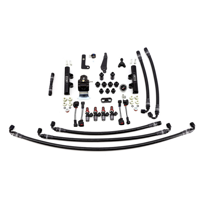 IAG Performance PTFE Fuel System Kit with Injectors Lines FPR Black Fuel Rails 2008-21 STI 1300cc - IAG-AFD-2601BK