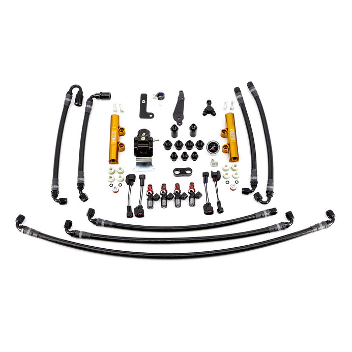 IAG Performance PTFE Flex Fuel System Kit with Injectors Lines FPR Gold Fuel Rails 08-21 STI 1300cc - IAG-AFD-2611GD