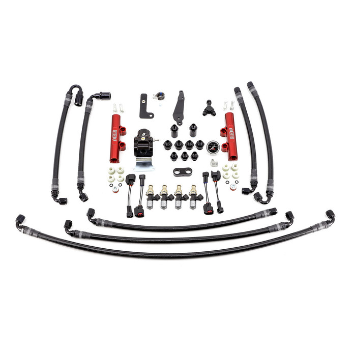 IAG Performance PTFE Flex Fuel System Kit with Injectors Lines FPR Red Fuel Rails 08-21 STI 2600cc - IAG-AFD-2613.1RD