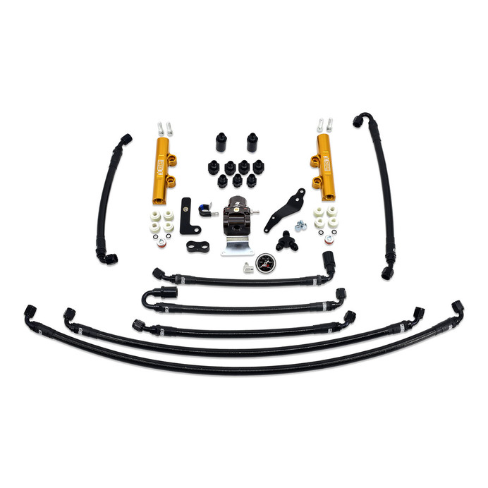 IAG Performance PTFE Flex Fuel System Kit with Lines FPR Gold Fuel Rails 08-14 WRX - IAG-AFD-2634GD