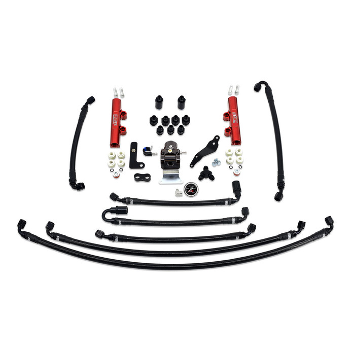 IAG Performance PTFE Flex Fuel System Kit with Lines FPR Red Fuel Rails 08-14 WRX - IAG-AFD-2634RD