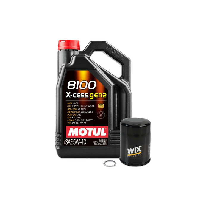 IAG Performance MOTUL 5L 5W40 8100 X-CESS (Built Engine) Oil Change Package fits 02-14 Subaru WRX 04-21 STI 05-09 LGT 04-13 FXT - IAG-MNT-1005