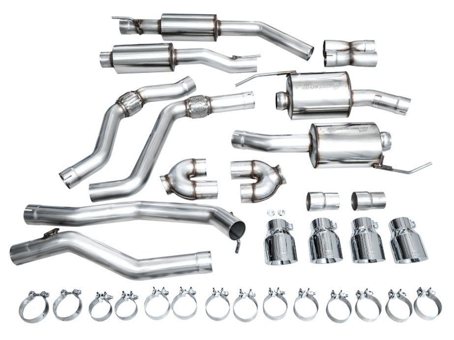 AWE Tuning 2020+ Ford Explorer ST Touring Edition Exhaust w/ Chrome Silver Tips - 3015-42625 Photo - out of package