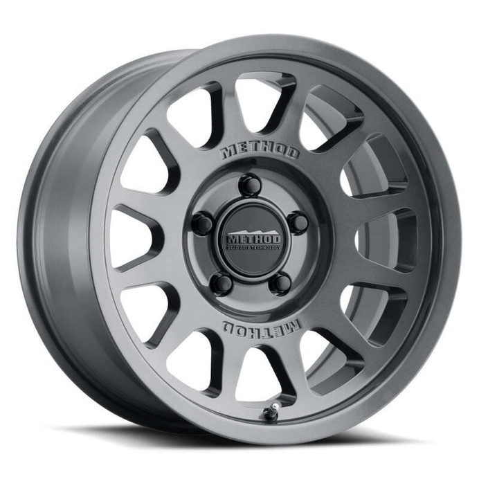 Method MR703 17x9 / -12mm Offset / 71.5mm Bore / 5x5 BP / 4.8in BS - Gloss Titanium Wheel - MR70379050812N Photo - Primary