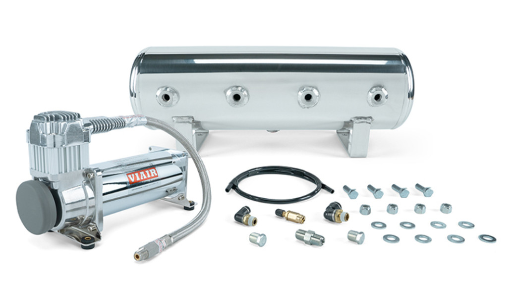 Air Lift 2.5 Gal. Polished Tank w/ Viair 444c Chrome Compressor (Incl. Fittings & Mounting Hardware) - 27801 Photo - Primary